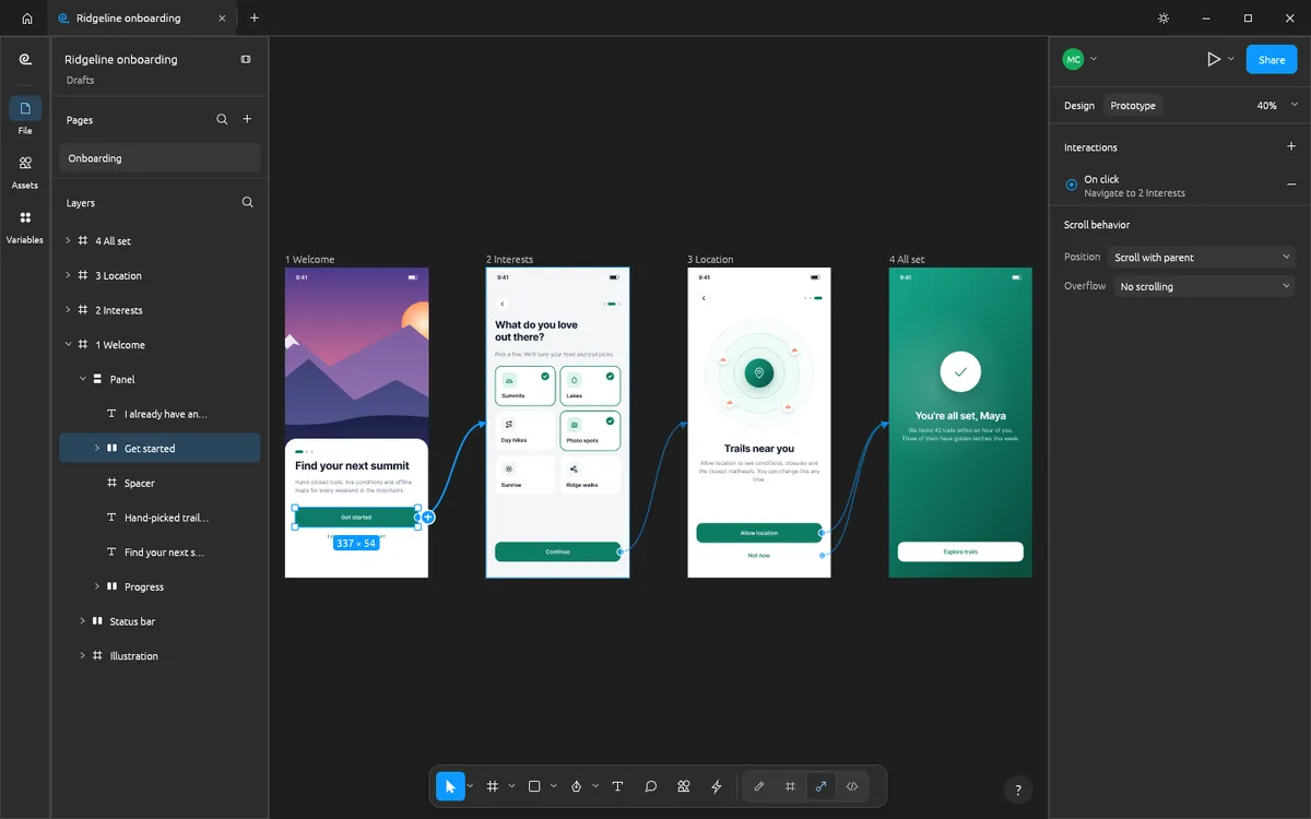 Prototype connections and a flow in FigCraft